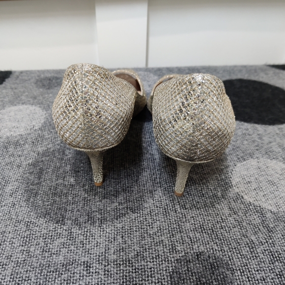 Jimmy Choo Peep Toe Metallic Heels - 41 - Picture 6 of 15